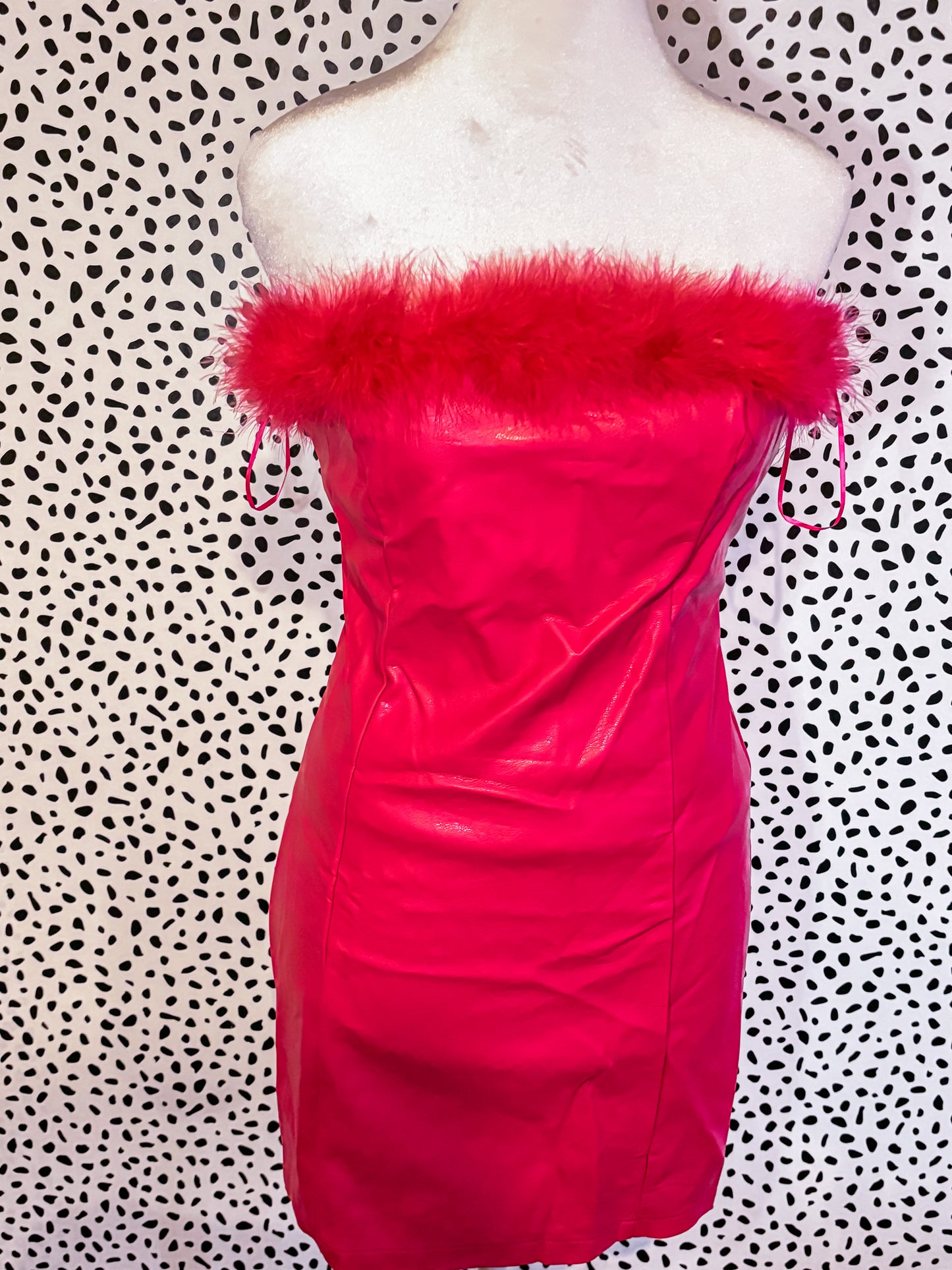 Feathered Fuschia tube dress