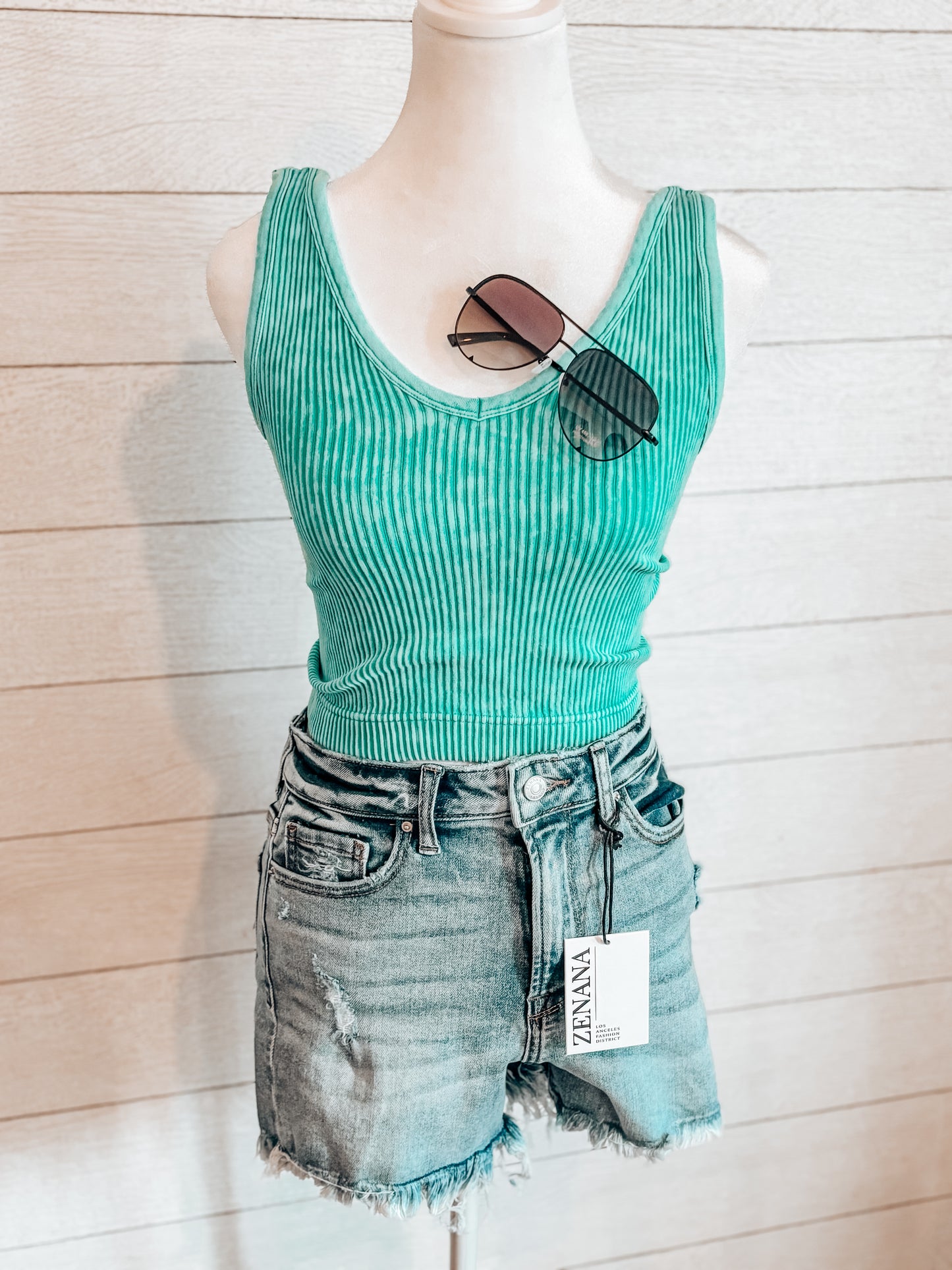 Summer Days Ribbed Cropped 2 Way Tank