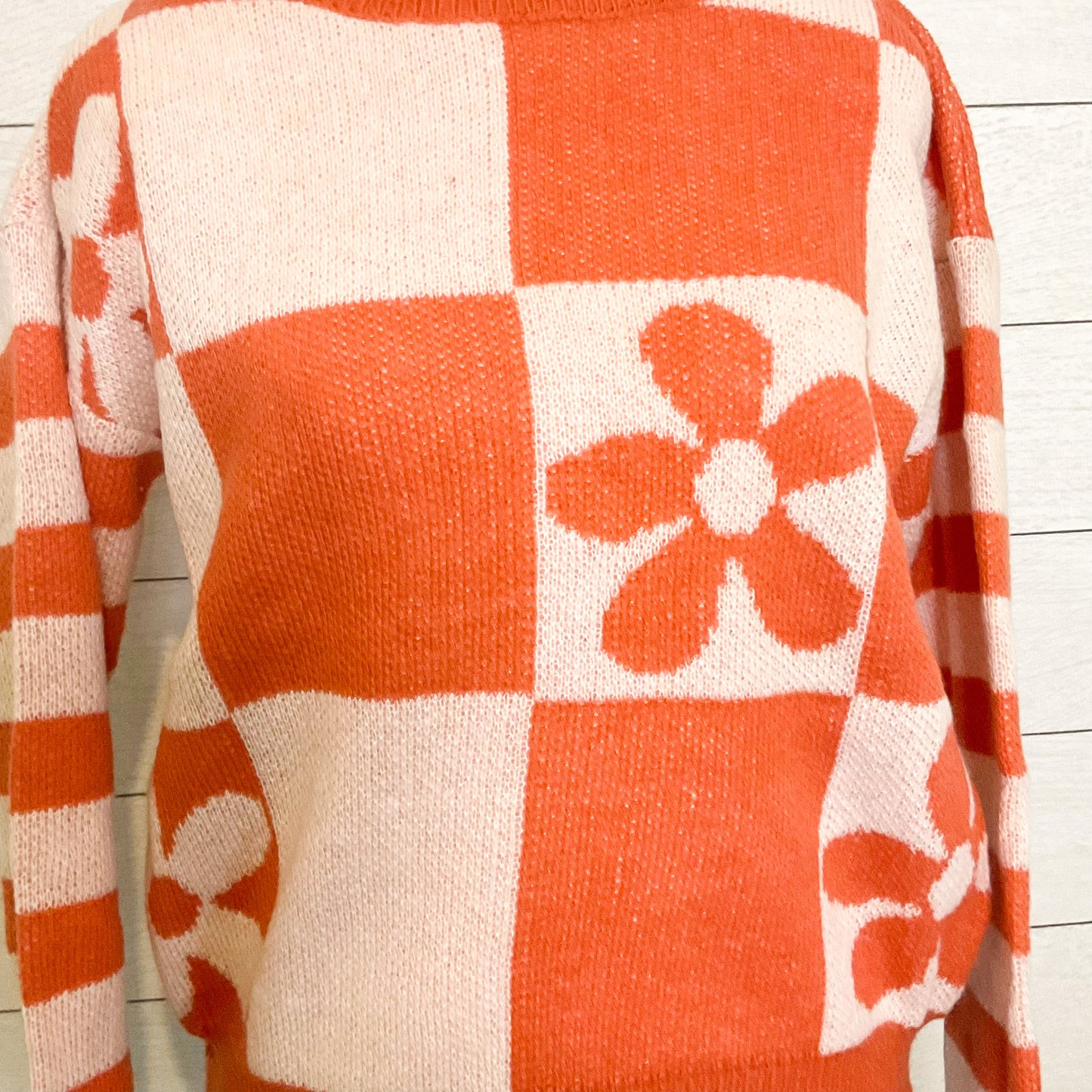 Checkered Daisy Sweater