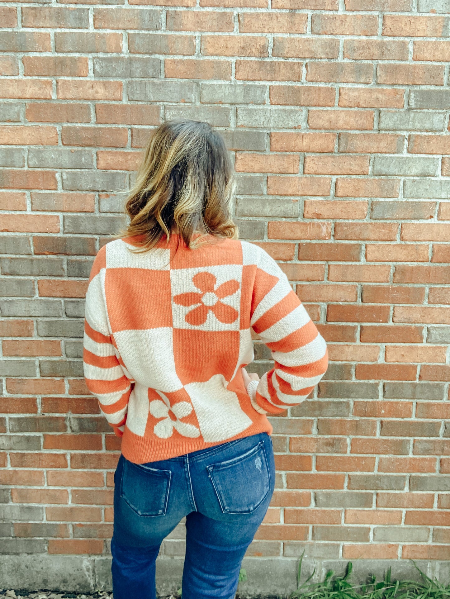 Checkered Daisy Sweater