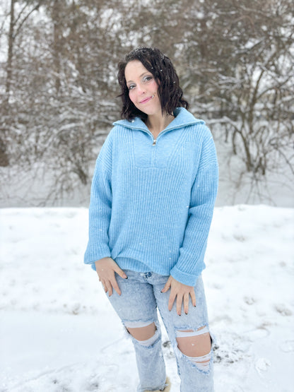 Winter Blues Quarter Zip Sweater