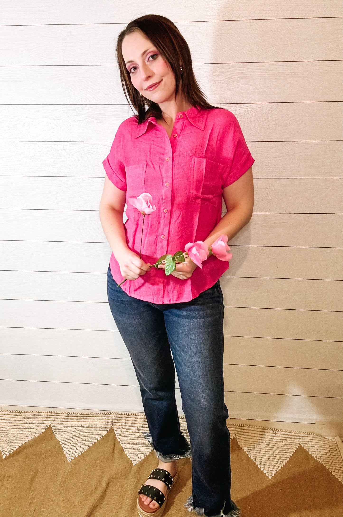 Sweet Magnolia Button-down Top