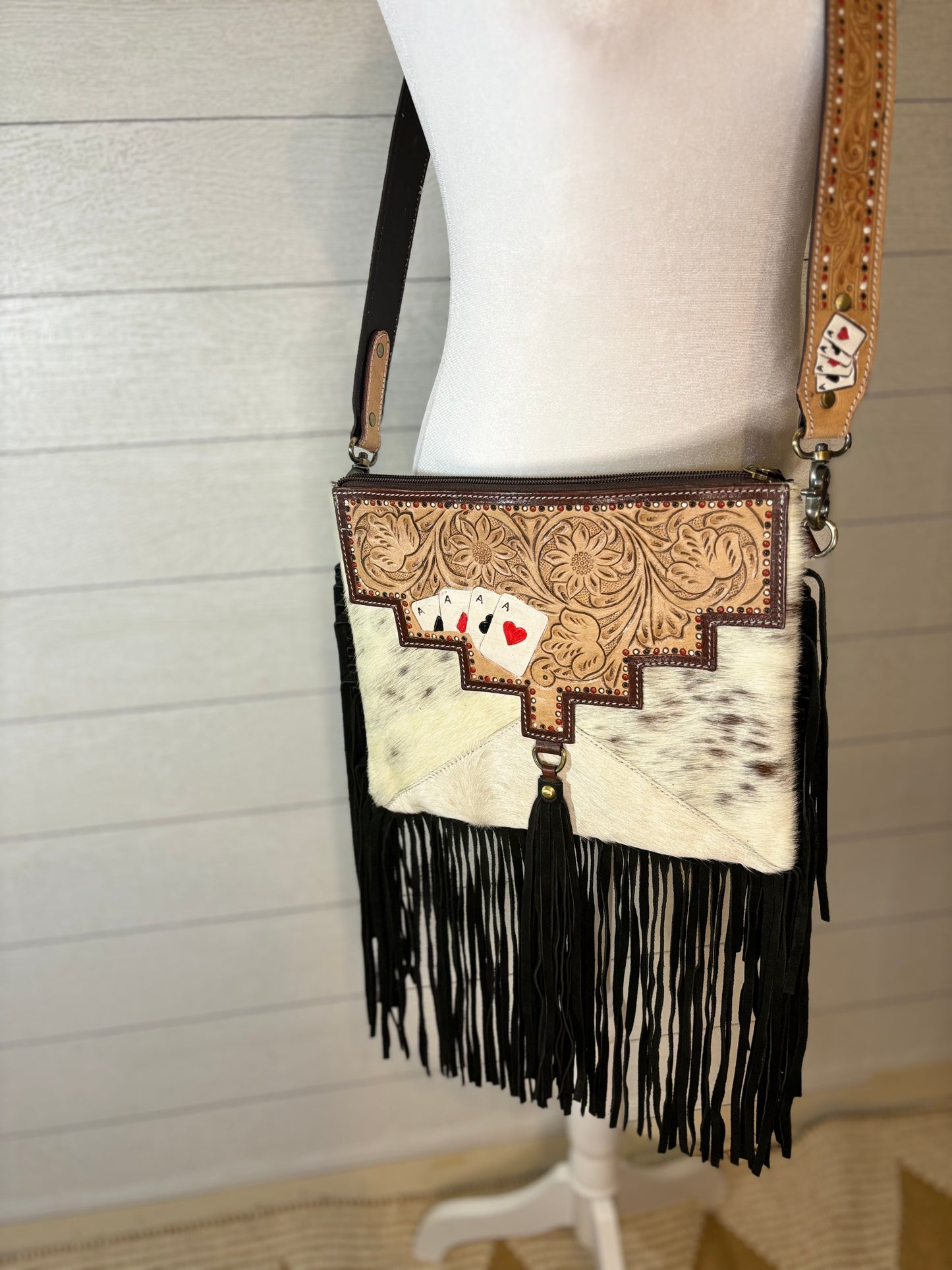 High-roller CowHide Crossbody & Card Holder 2Pc Set