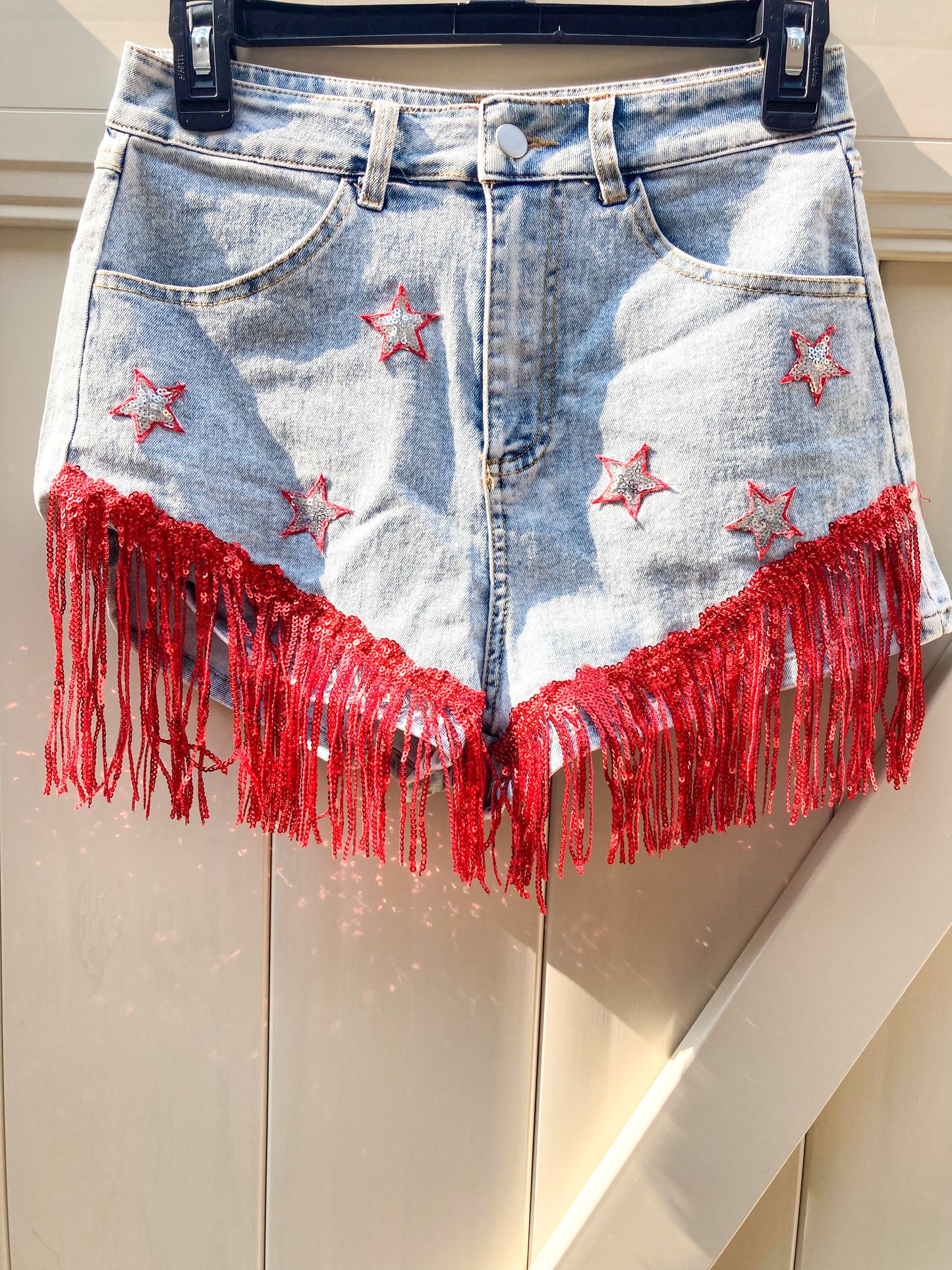 Fringe Star Denim Shorts