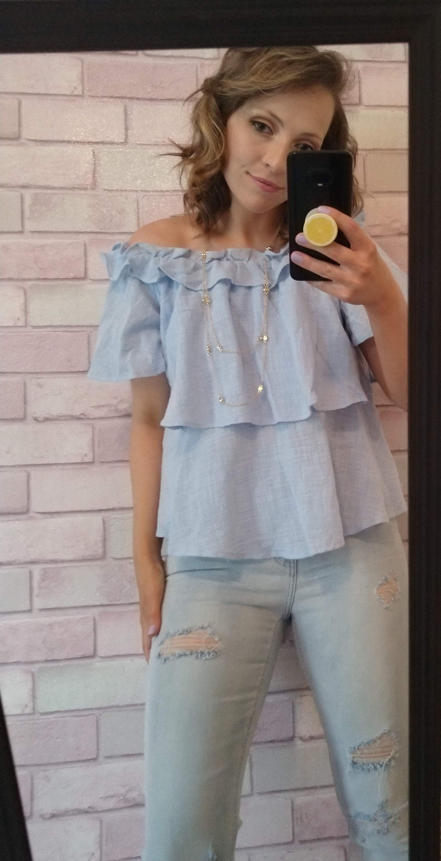 Remember Me Off The Shoulder Ruffled Top.