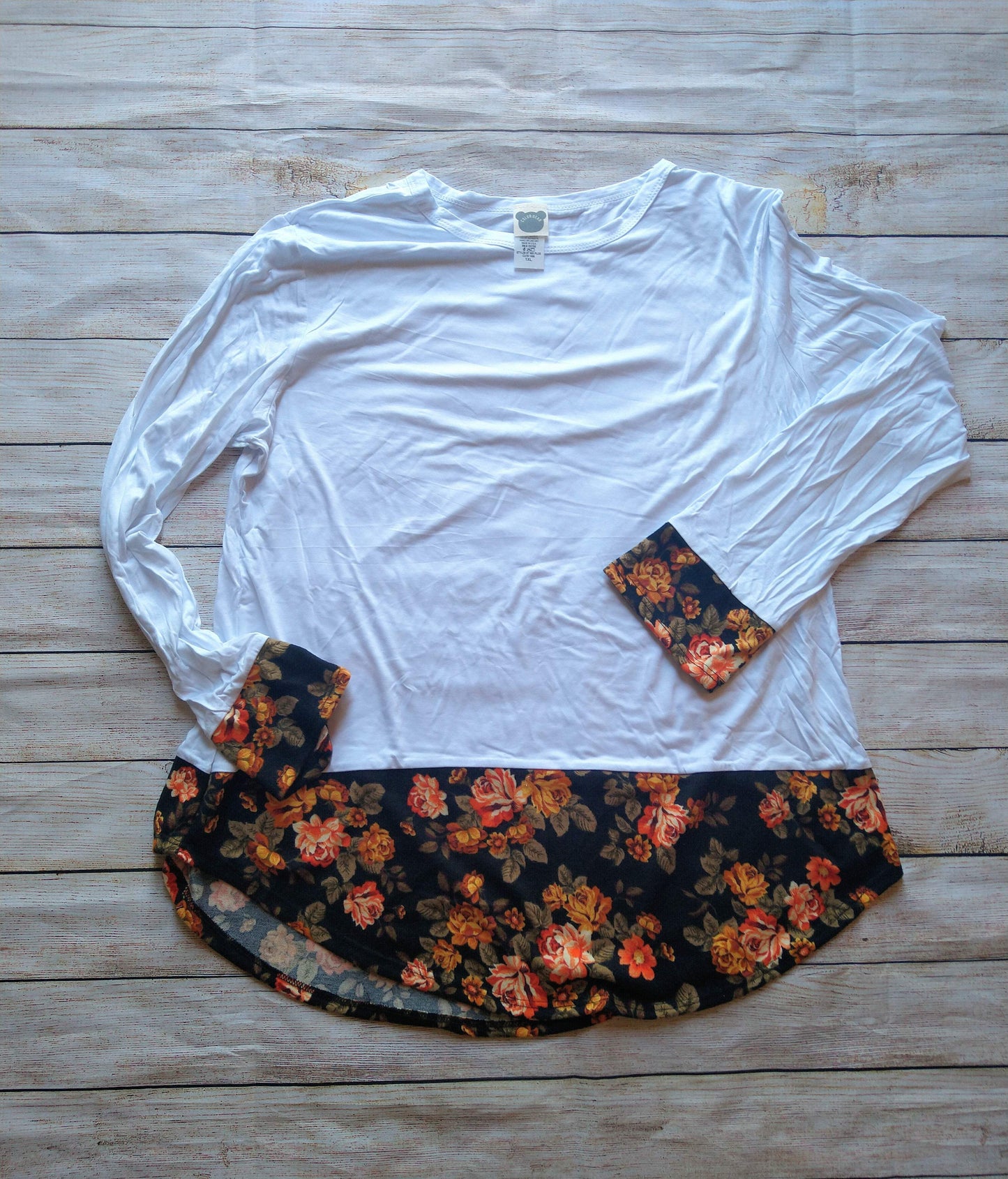 Floral Print Color Block Top-Emysclosetllc-