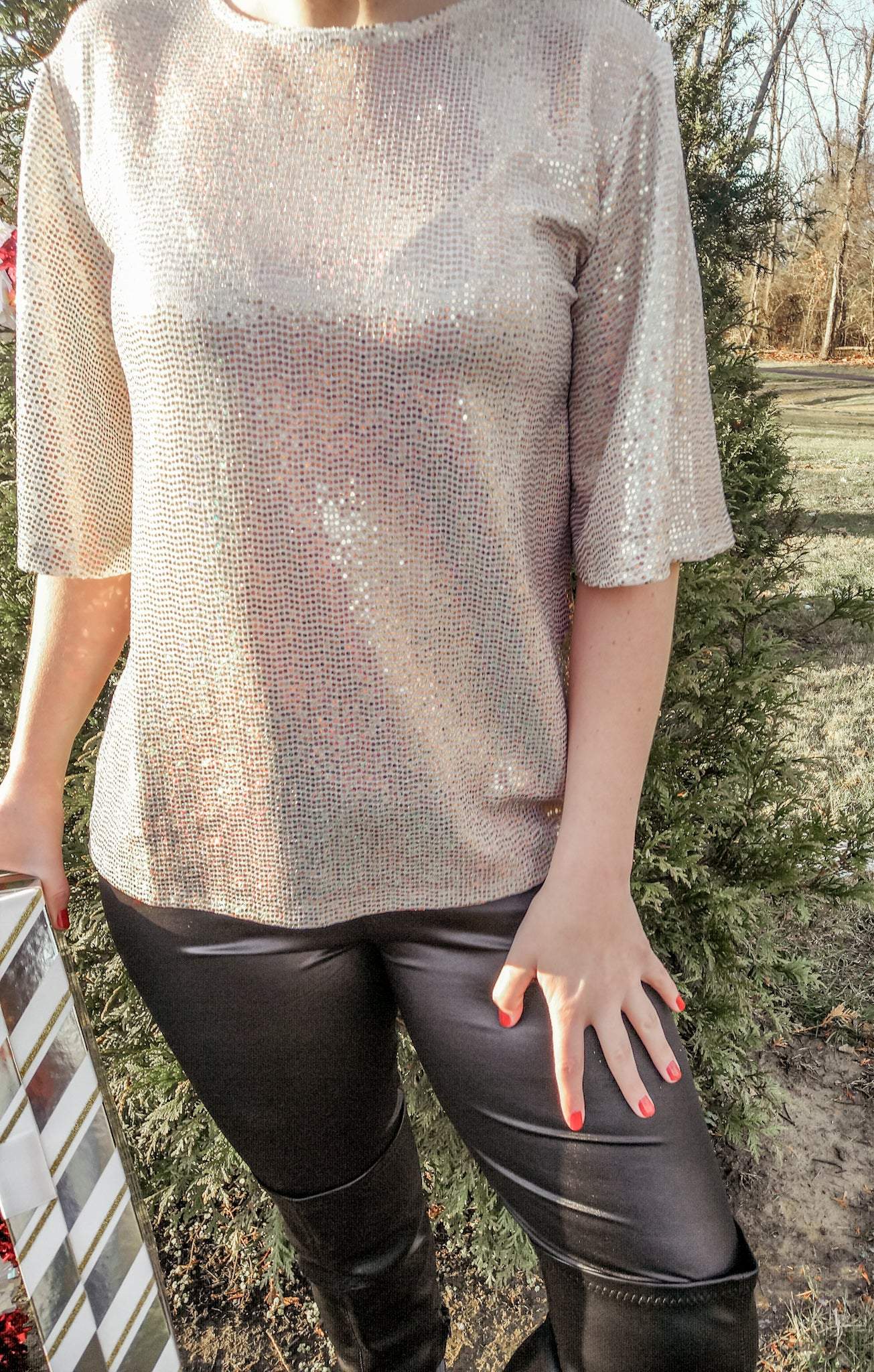 Sequins Bell Sleeve Top-Emysclosetllc-