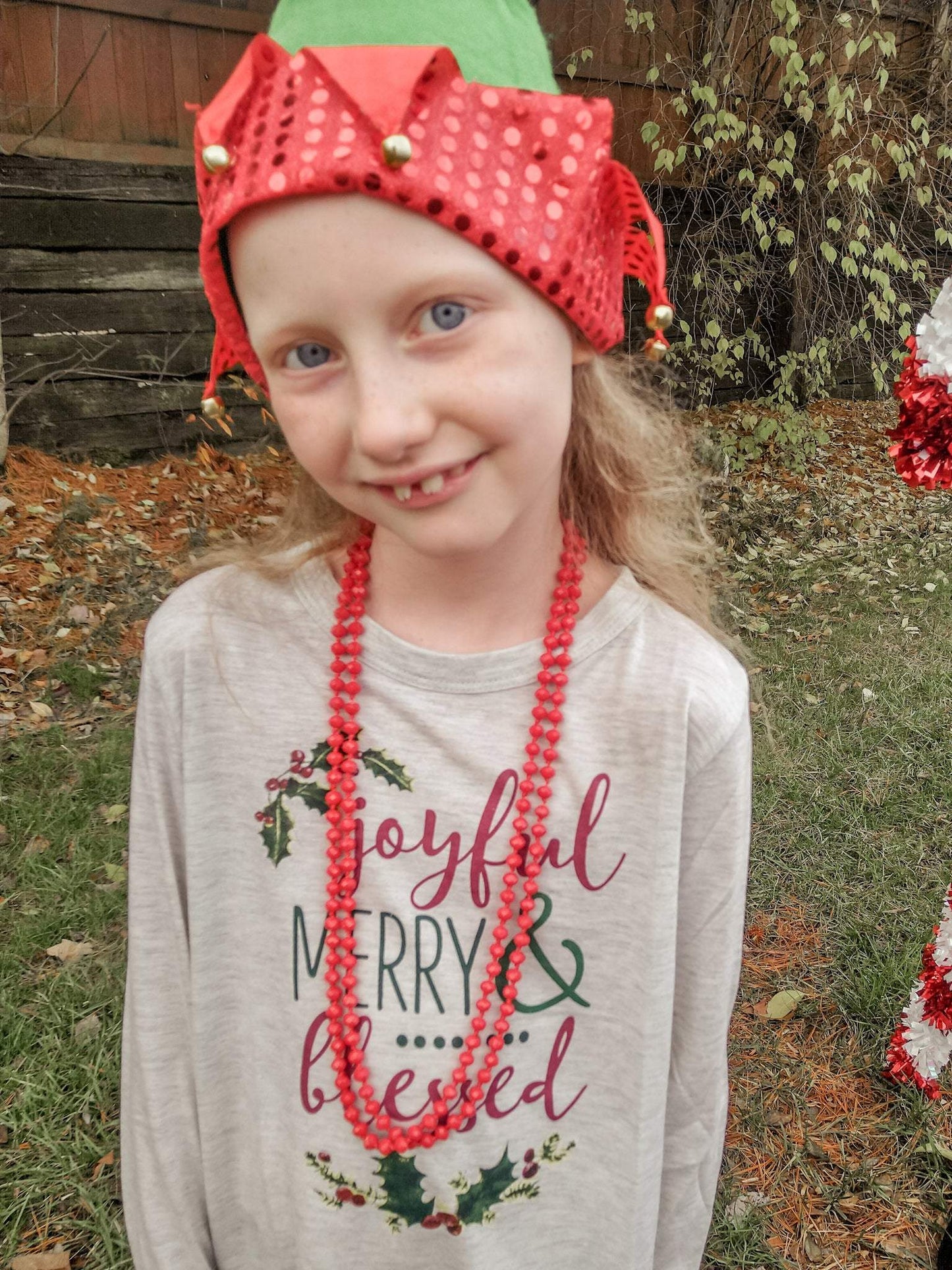 Girls Southern Grace Christmas Shirt With Candy Cane Elbow Patches-Emysclosetllc-