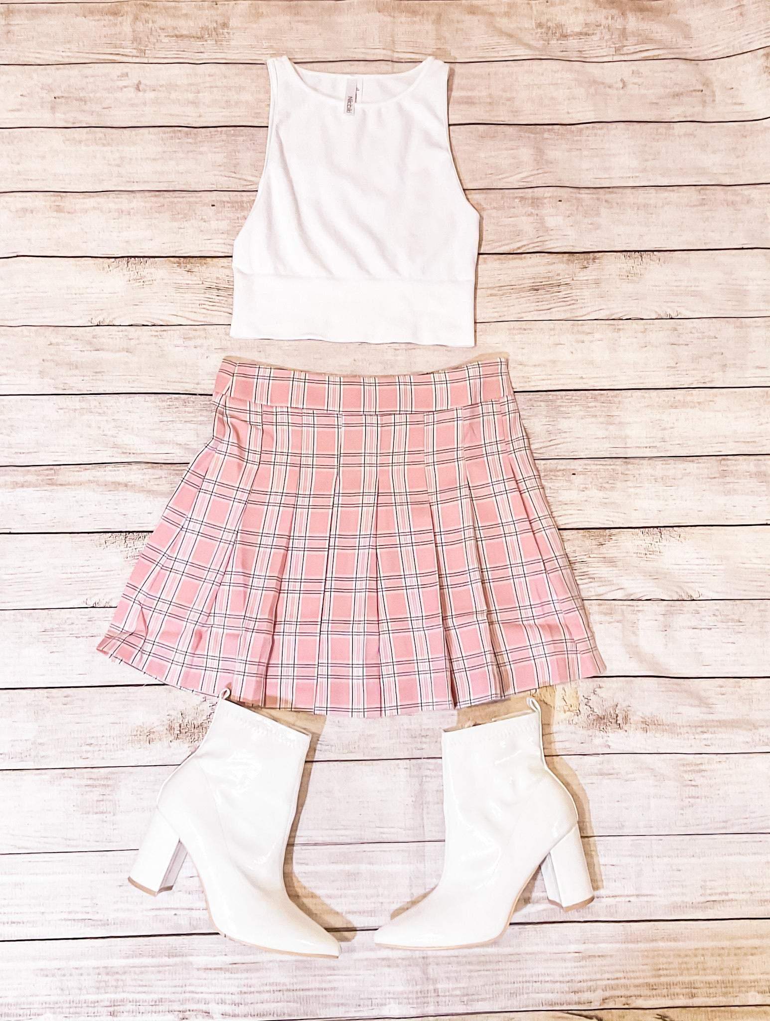 Checkered Pleated Skirt-Illa Illa-