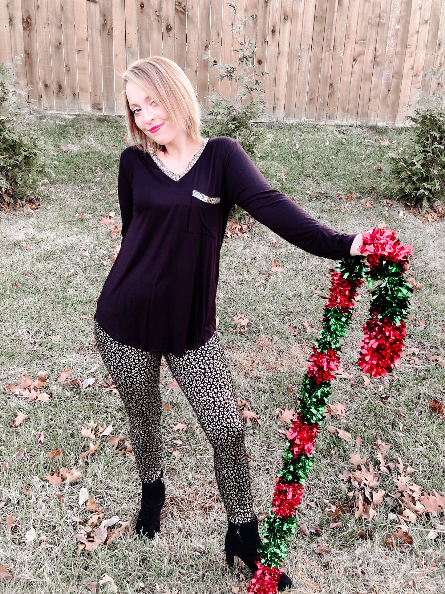 Christmas Spirit V-Neck Long Sleeve