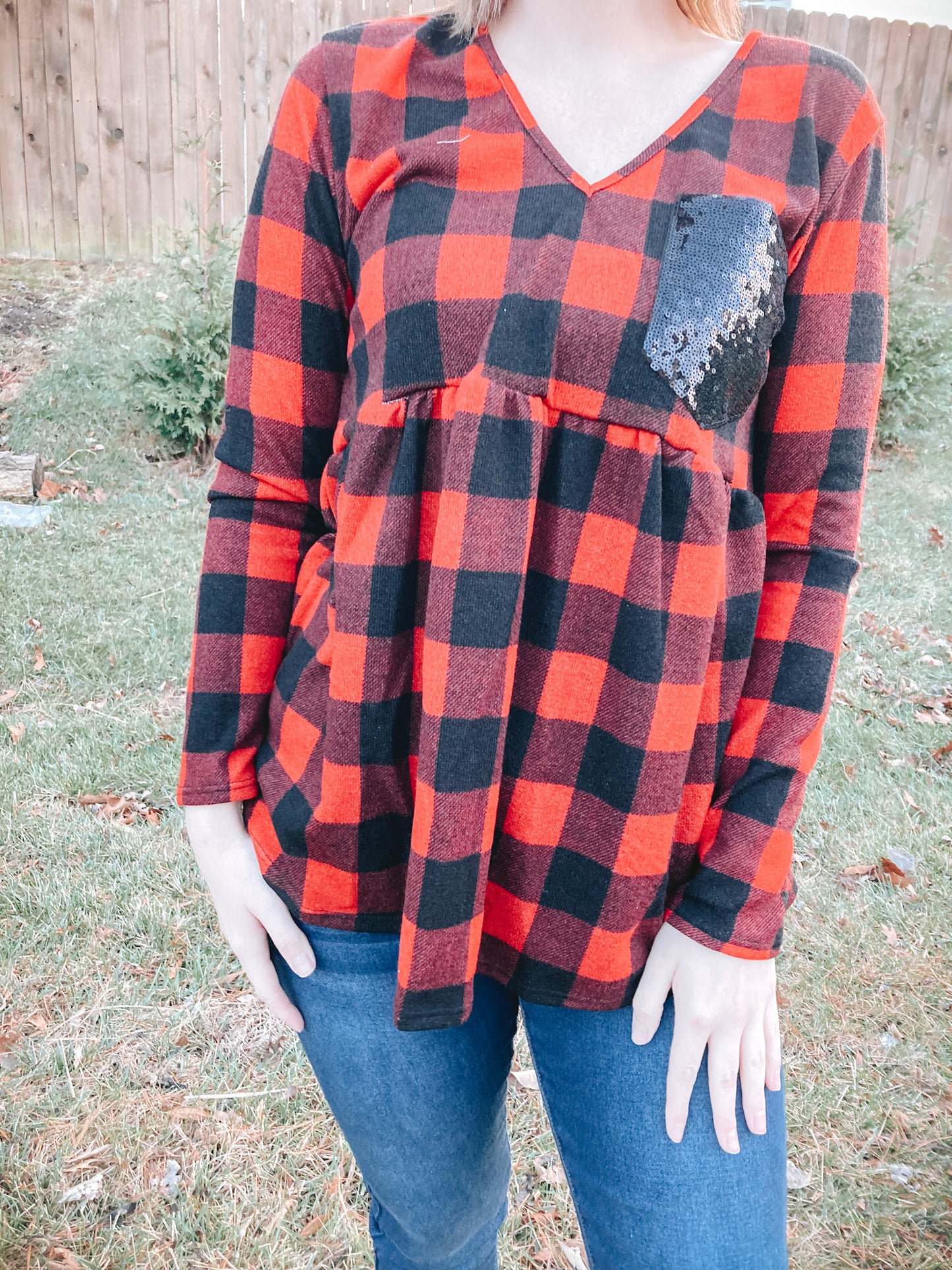 Christmas Plaid Babydoll Top