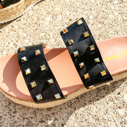 Perfectly Studded Wedge Sandals