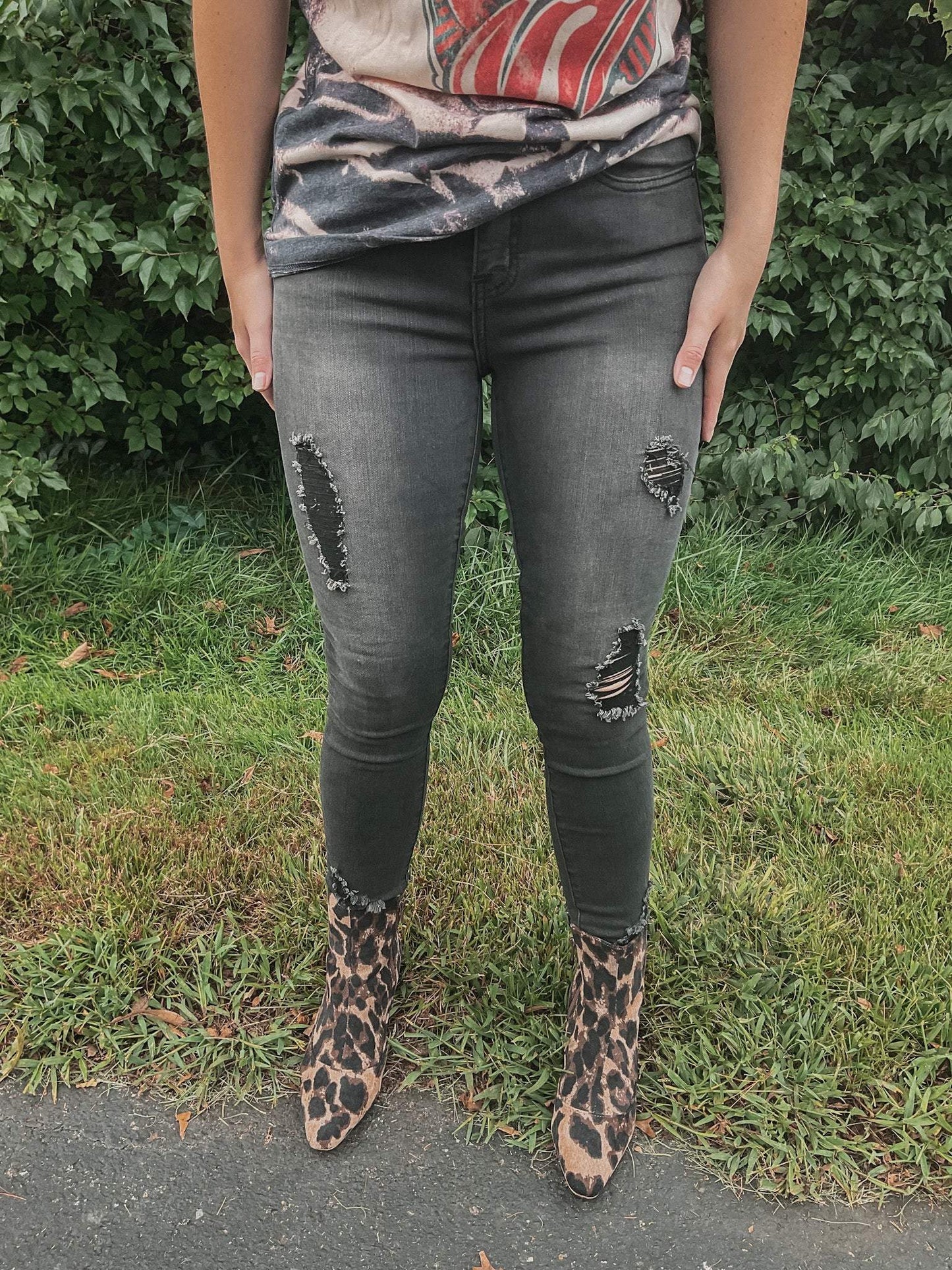 Distressed Black Wash Denim-Heart and Hips-