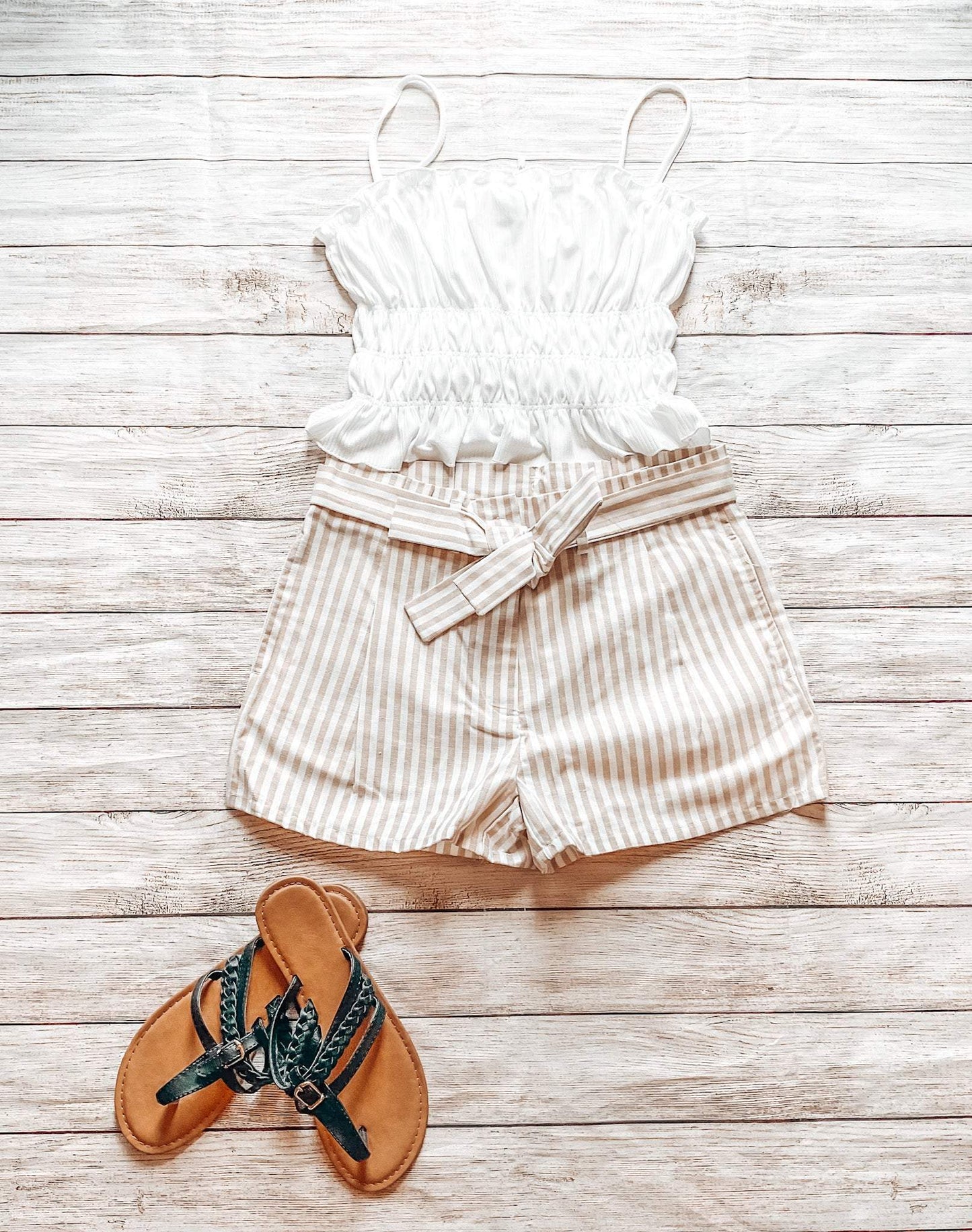 Paper Bag Striped Shorts-My Closet-