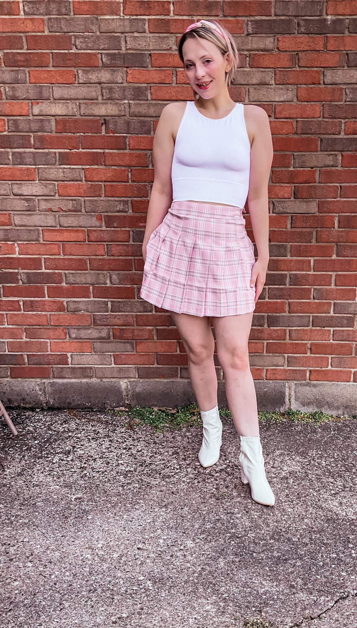 Checkered Pleated Skirt-Illa Illa-