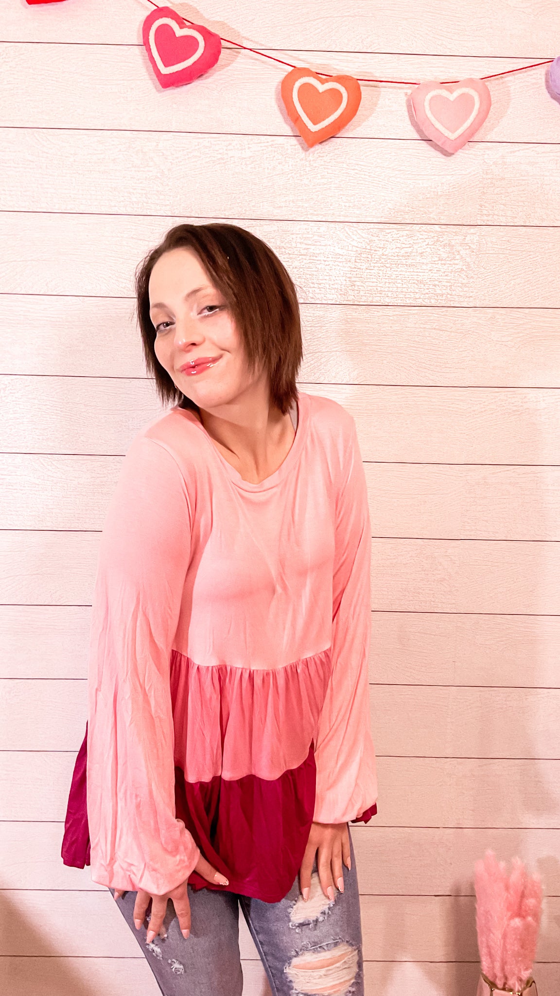 Perfectly Pink Tiered Ruffled Tunic