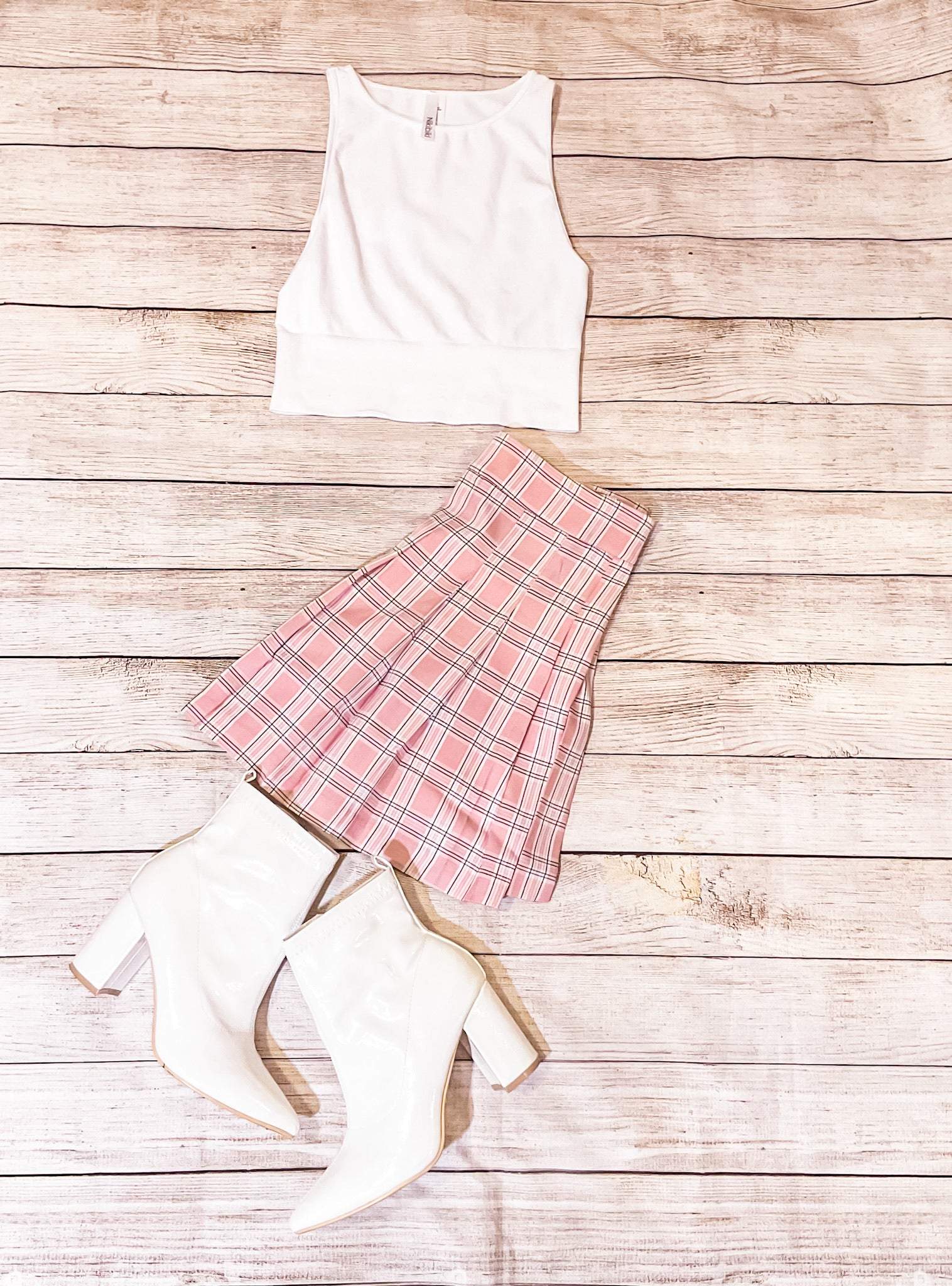 Checkered Pleated Skirt-Illa Illa-