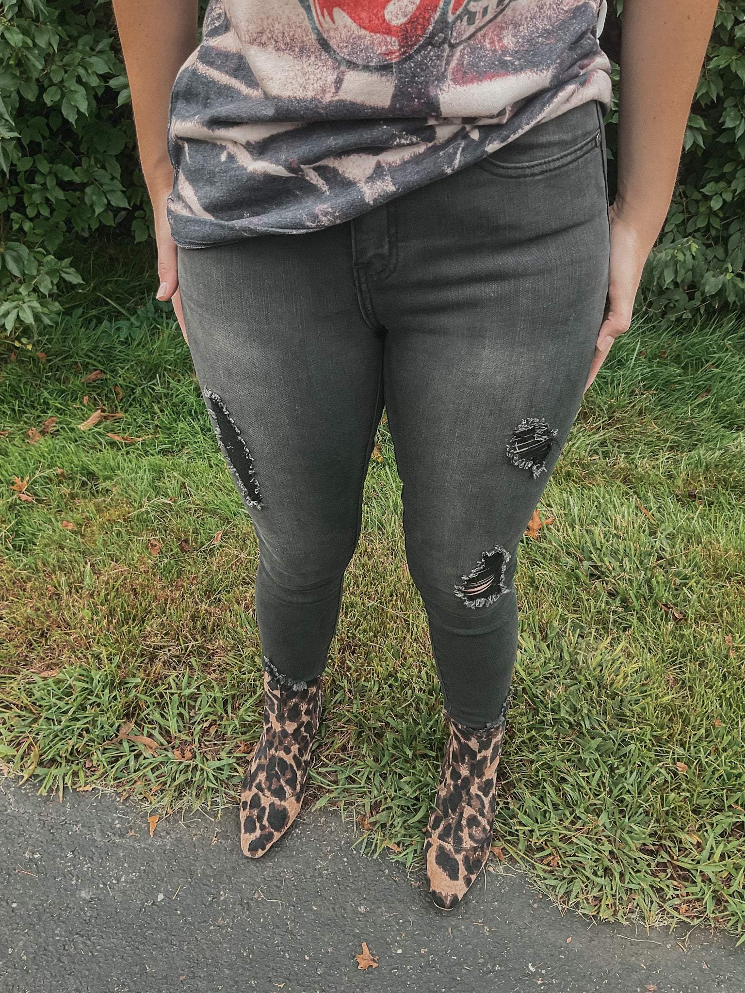 Distressed Black Wash Denim-Heart and Hips-