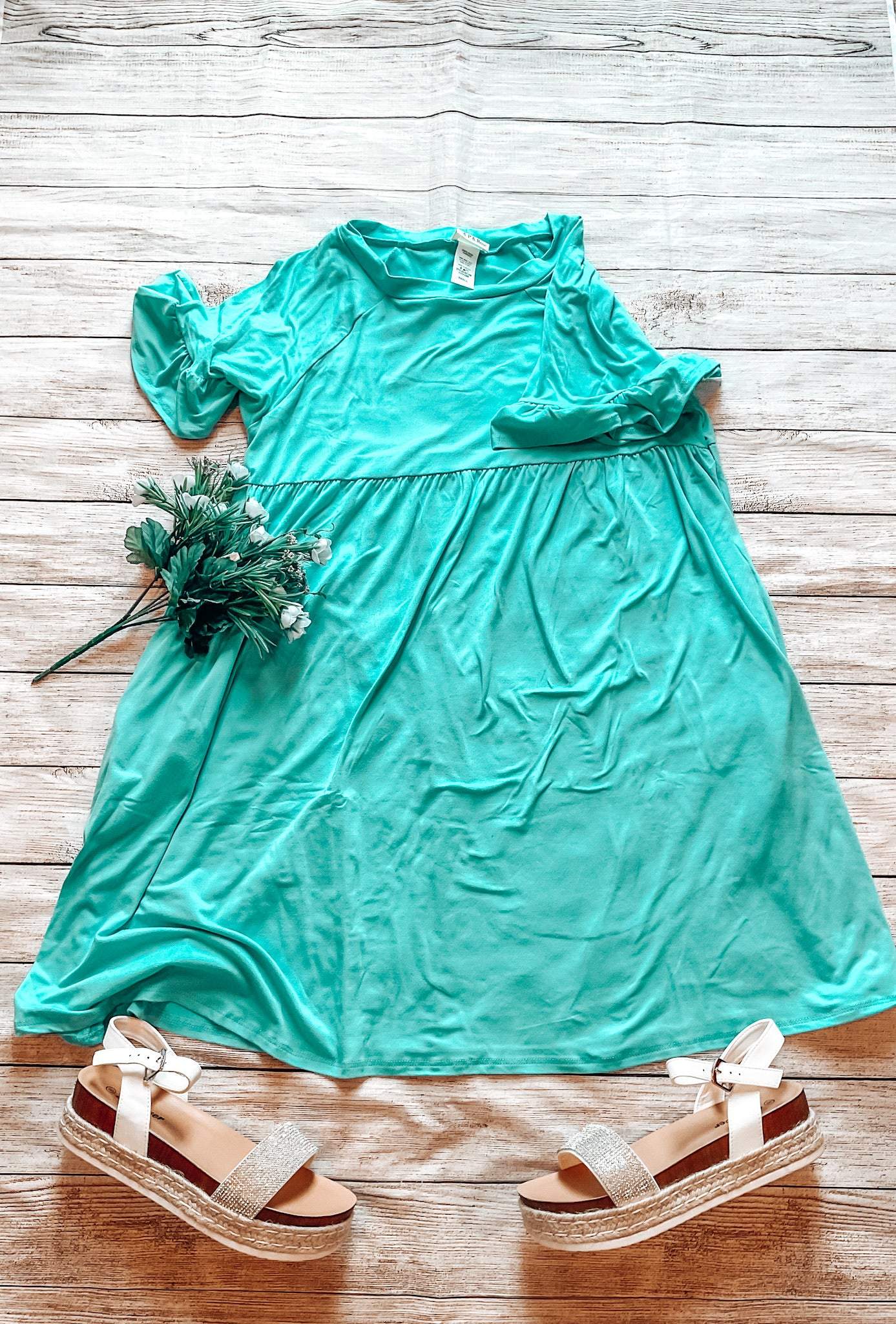 Baby Doll Dress with Ruffle Sleeve & Pockets-P & Rose Collection-