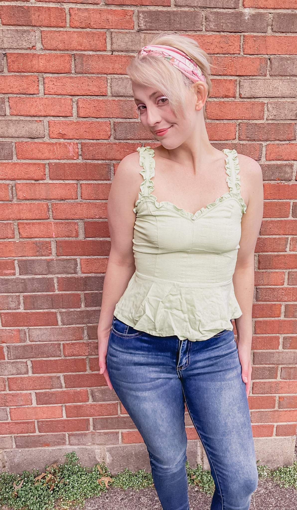 Ruffle Sleeveless Peplum Top-Mine & Em-