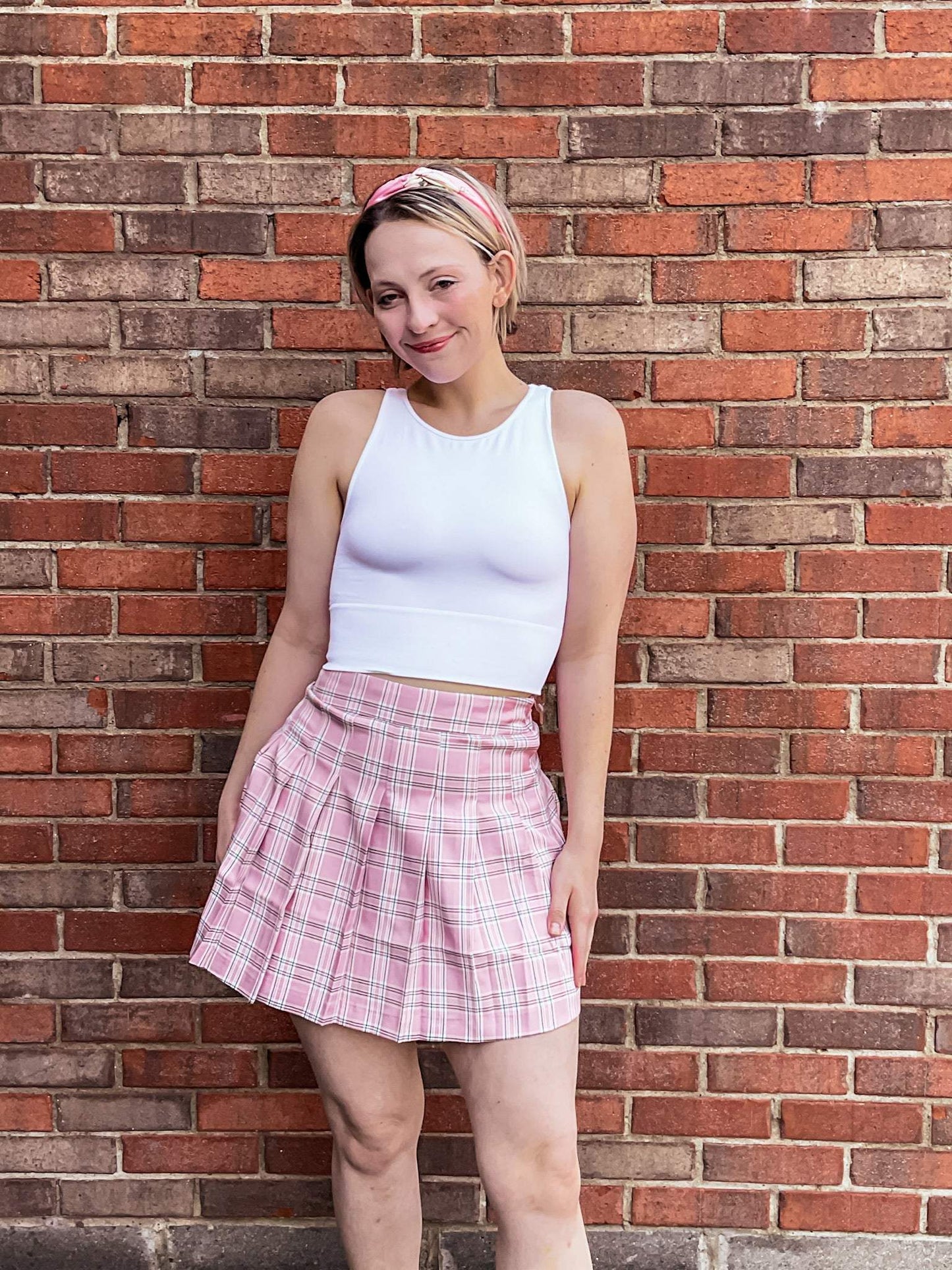 Checkered Pleated Skirt-Illa Illa-