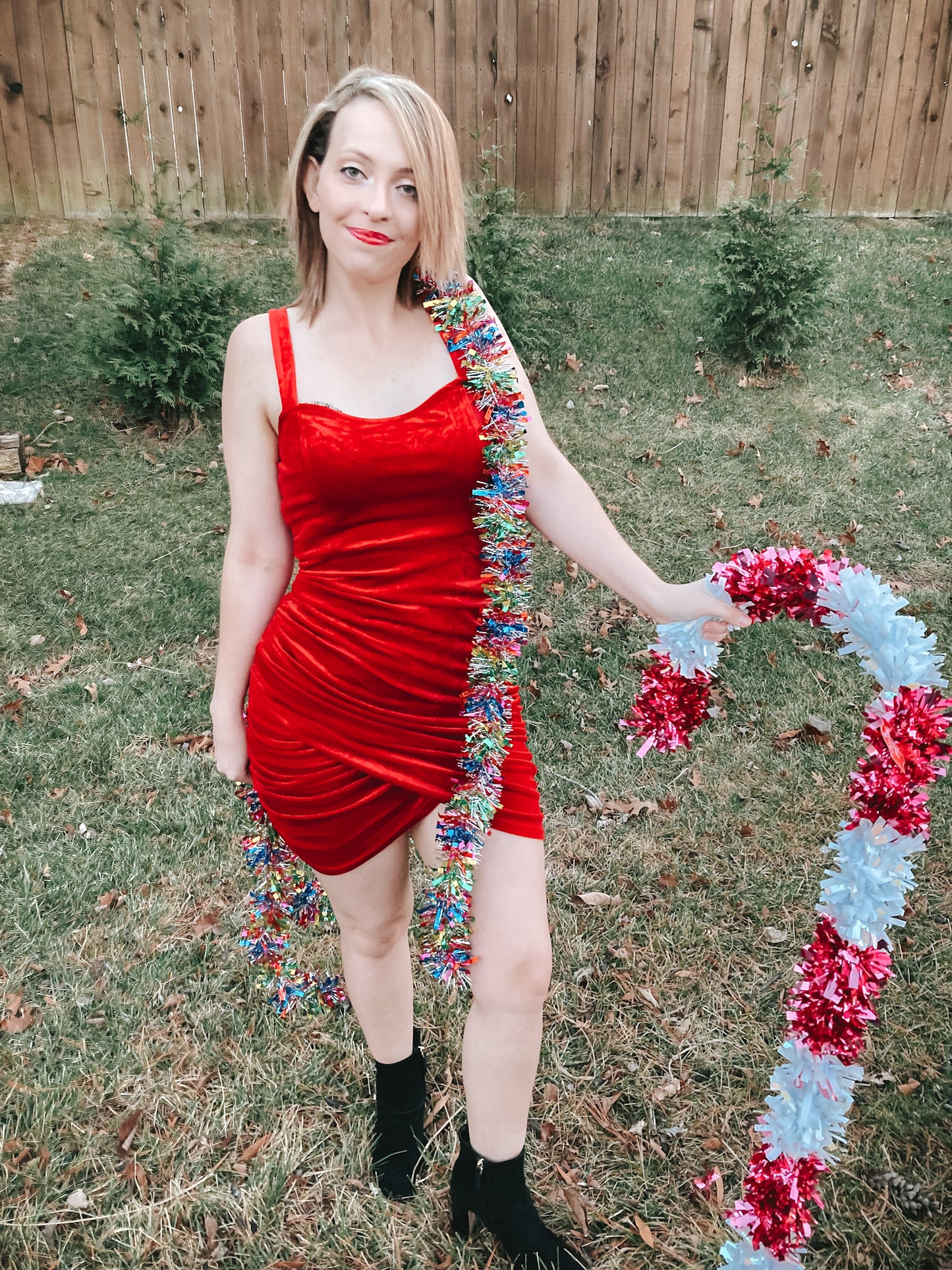 Candy Cane Crush Velvet Dress